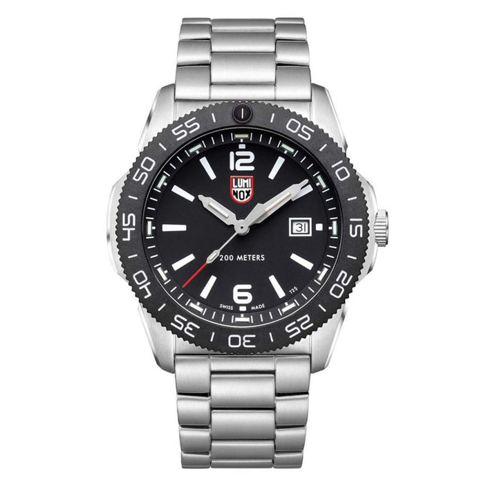 Luminox Men's Navy Seal Pacific Diver 3120 Series Silver Stainless Steel Oyster Band Black Dial Quartz Analog Watch - XS.3122