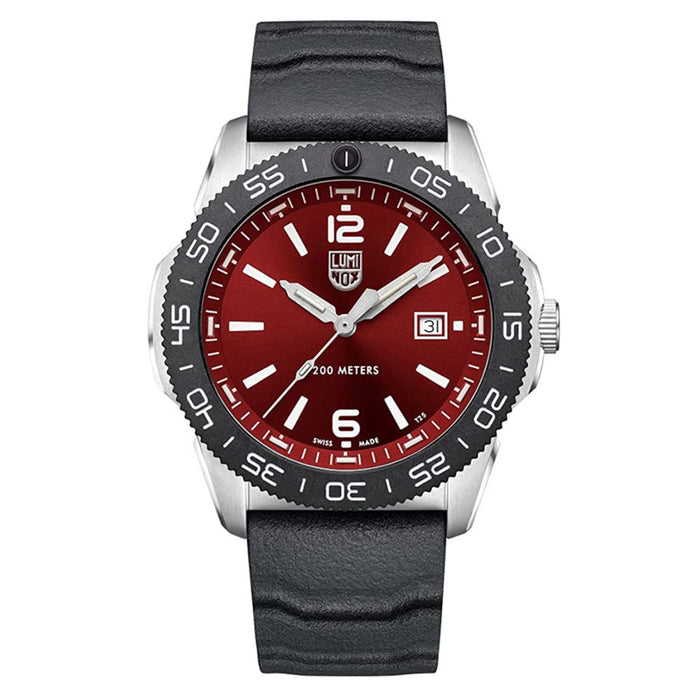 LUMINOX Mens Red Dial Black Rubber Band Swiss Quartz Watch - XS.3135