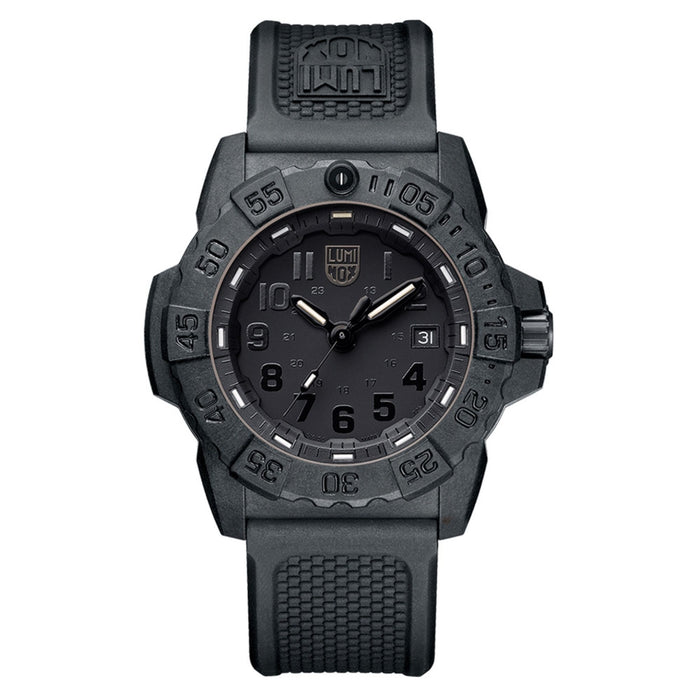 Luminox Mens Navy Seal Black Dial Rubber Strap Quartz Watch - XS.3501.BO.F
