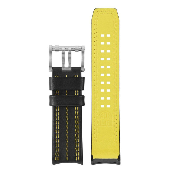 Luminox Men's Tony Kanaan 1120 Series Black & Yellow Leather Strap Stainless Steel Buckle Watch Band - FEX.1120.21Q.K