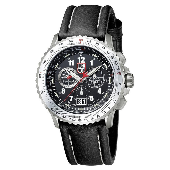 Luminox Men's Air F-22 Raptor 9240 Series Black Leather Strap Black Analog Dial Quartz Watch - XA.9241