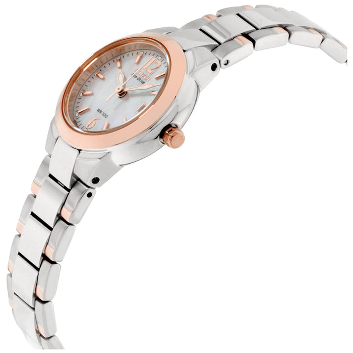 Citizen Womens Eco-Drive Silhouette Sport Stainless Watch - Silver Bracelet - Pearl Dial - EW1676-52D