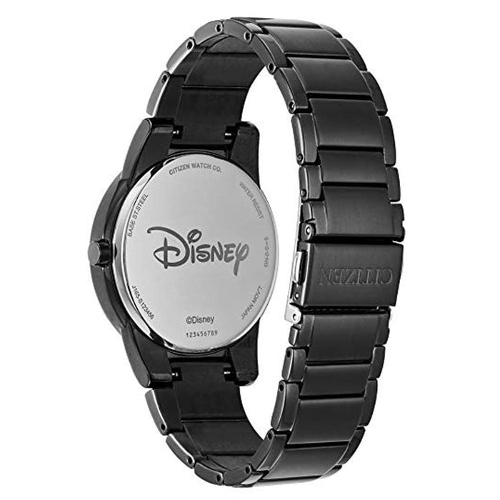 Citizen Eco-Drive Disney Mickey Mouse Mens Black Stainless Steel Band Black Quartz Dial Watch - AU1068-50W - WatchCo.com