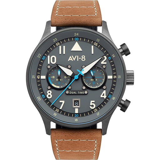 AVI-8 Men's Black Dial Brown Leather Band Watches | WatchCo.com