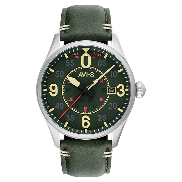 AVI-8 Unisex Green Dial Leather Band Japanese Watches | WatchCo.com