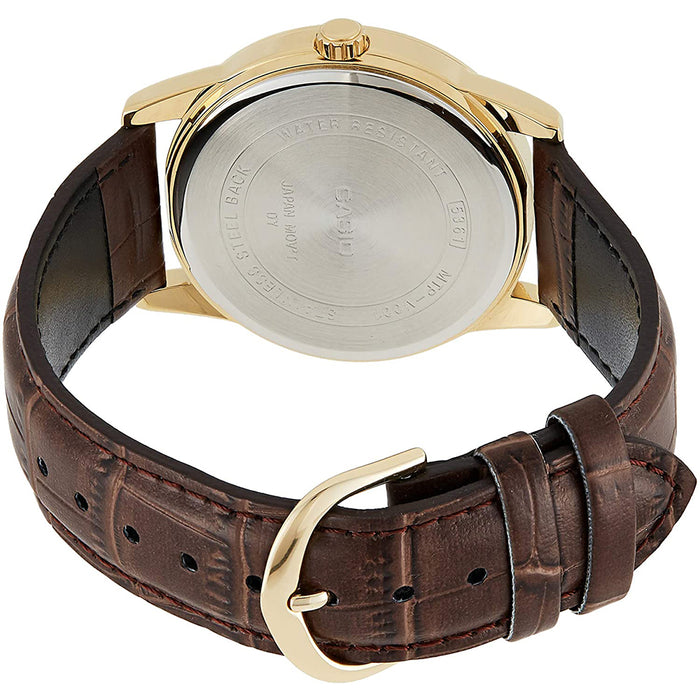 Casio Mens Gold Dial Analog Leather B. Watch — WatchCo.com