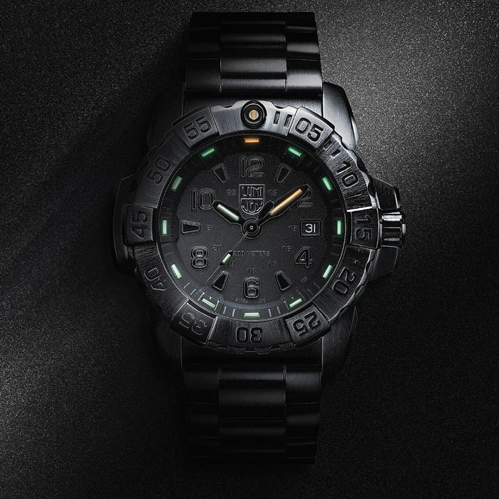 Luminox Men's Navy Seal Steel 3250 Black Stainless Steel Band Black Dial Quartz Analog Watch - XS.3252.BO.L - WatchCo.com