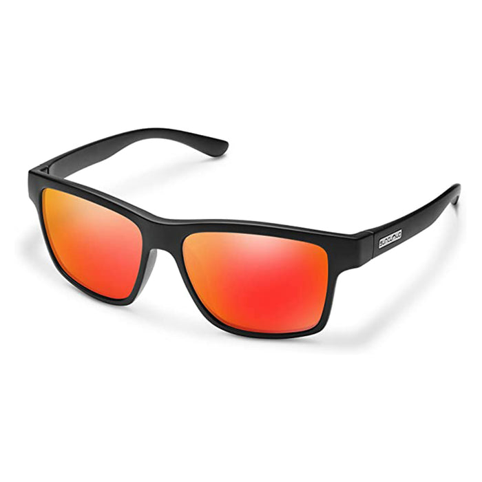 Suncloud Unisex Matte Black Frame Red Mirror Sunglasses
