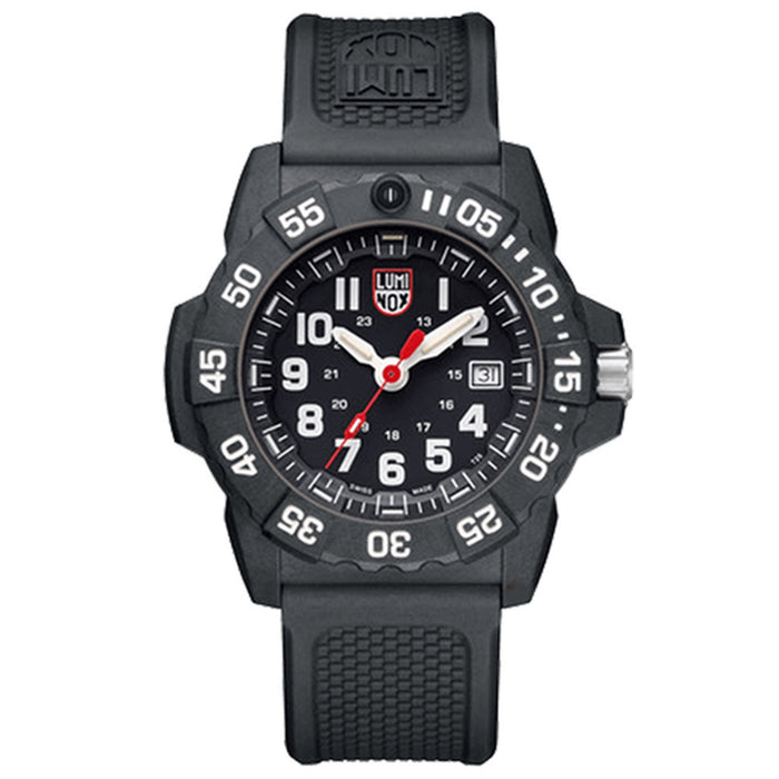 Luminox Mens Navy Seal 3500 Series Black Rubber Band Black Dial Quartz Analog Watch - XS.3501.F(2)
