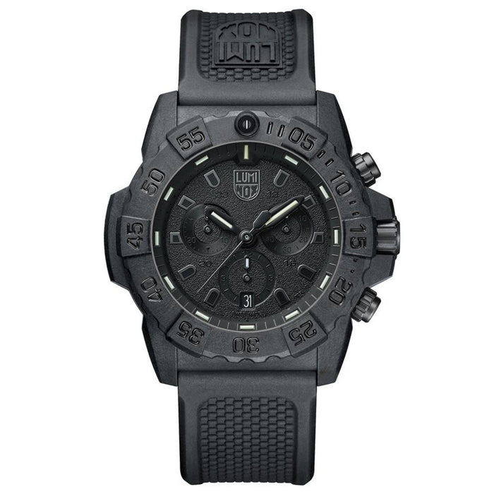 Luminox Men's Navy Seal Chronograph 3580 Series Black Rubber Band Black Dial Quartz Analog Watch - XS.3581.BO