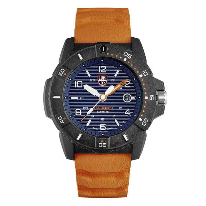Luminox Men's Navy Seal 3600 Series Orange Rubber Band Navy Blue Dial Quartz Analog Watch - XS.3603